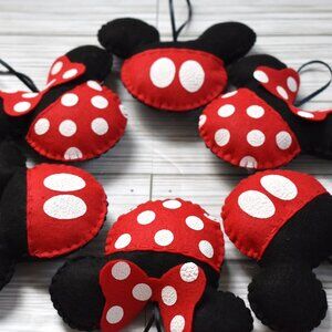 Christmas Mickey and Minnie felt ornaments/ tree decor